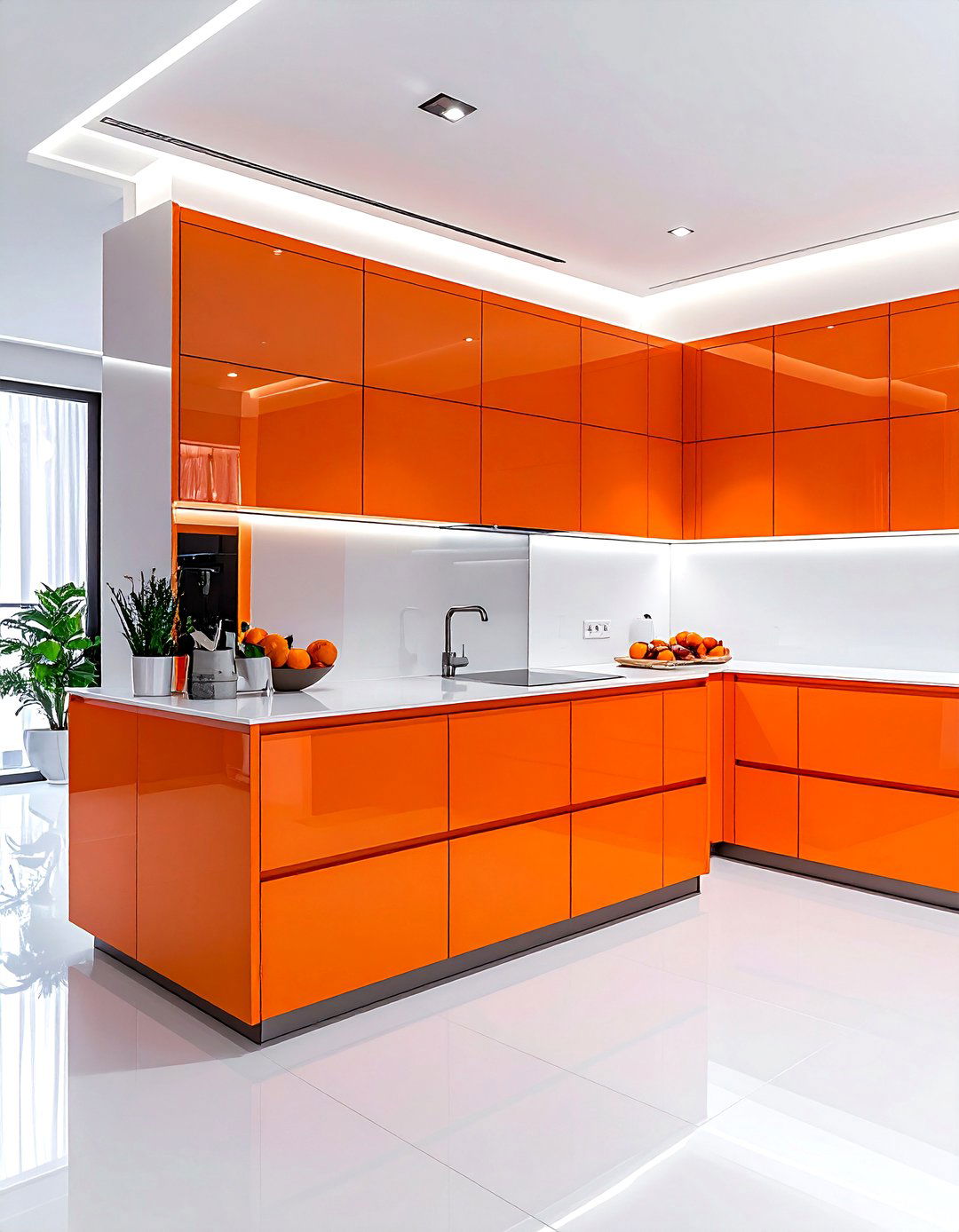 Minimalist Orange Kitchen - 30 orange and white kitchen ideas