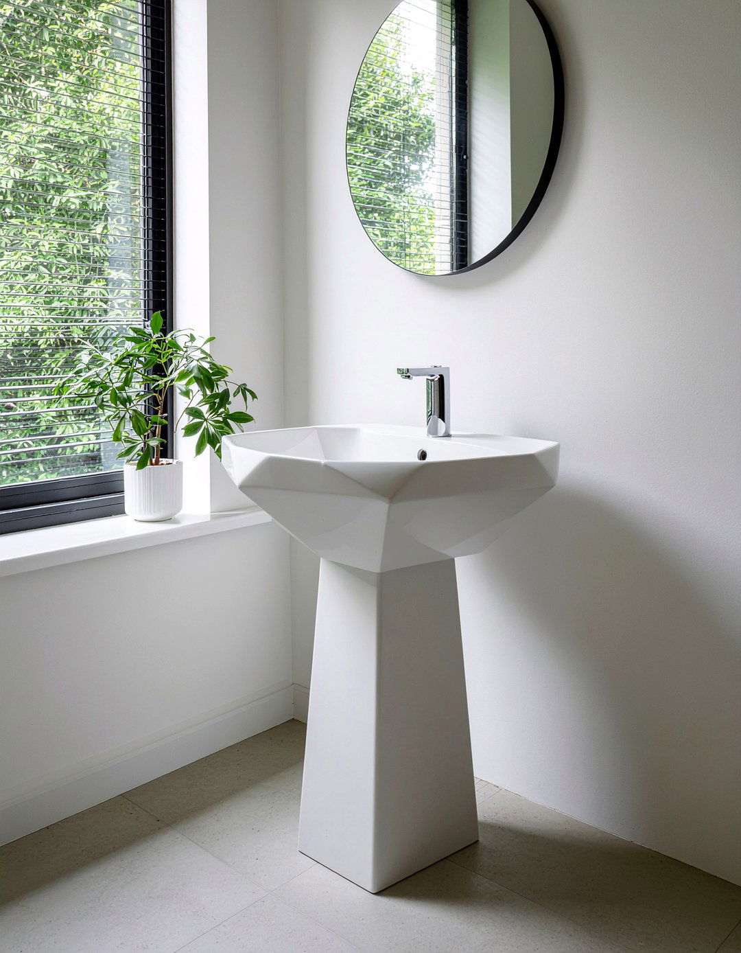 Minimalist Pedestal Sink - 30 minimalist bathroom ideas