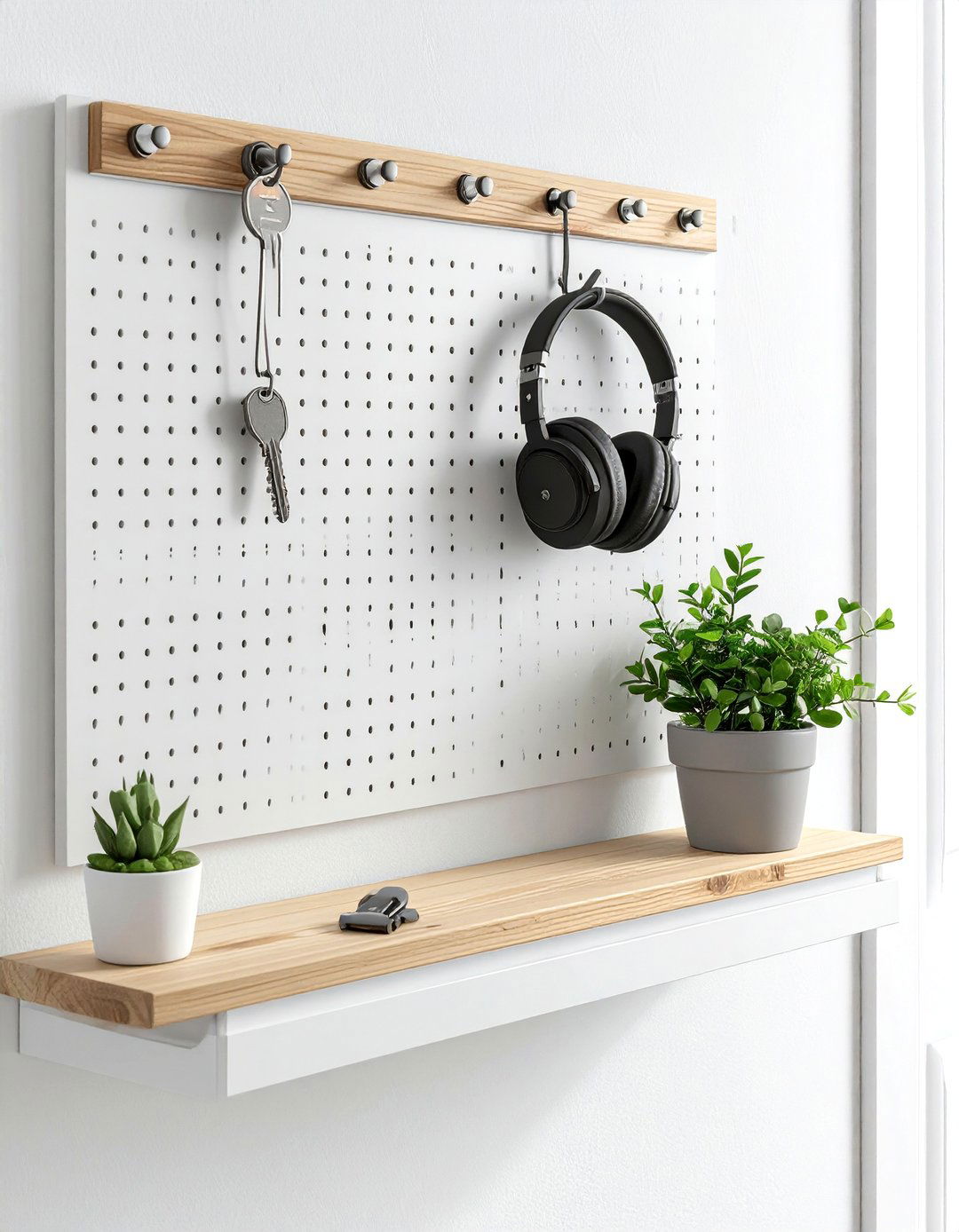 Minimalist Pegboard Organizer - 30 small entryway ideas