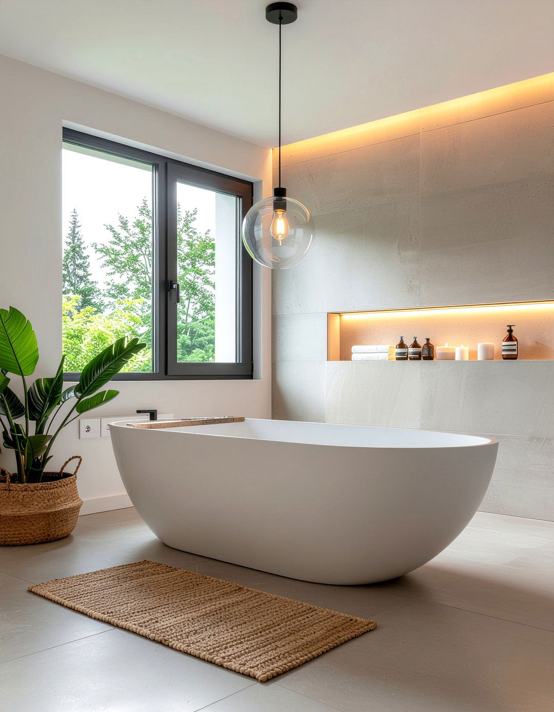 Minimalist Pendant Light - 30 minimalist bathroom ideas