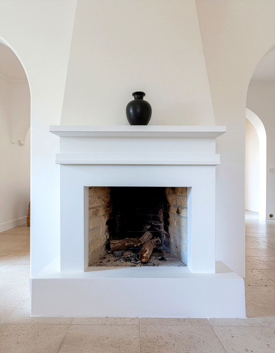 Minimalist Plaster Fireplace - 30 bedroom fireplace mantels