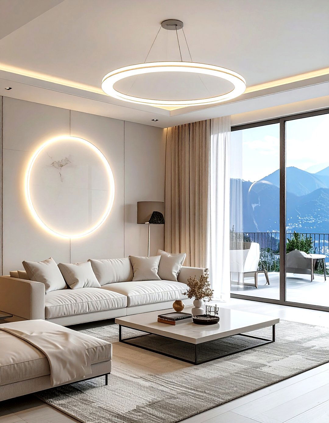 Minimalist Ring Light - 30 living room pendant lighting ideas