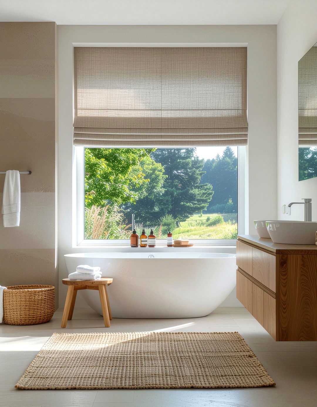 Minimalist Roman Shade - 30 minimalist bathroom ideas