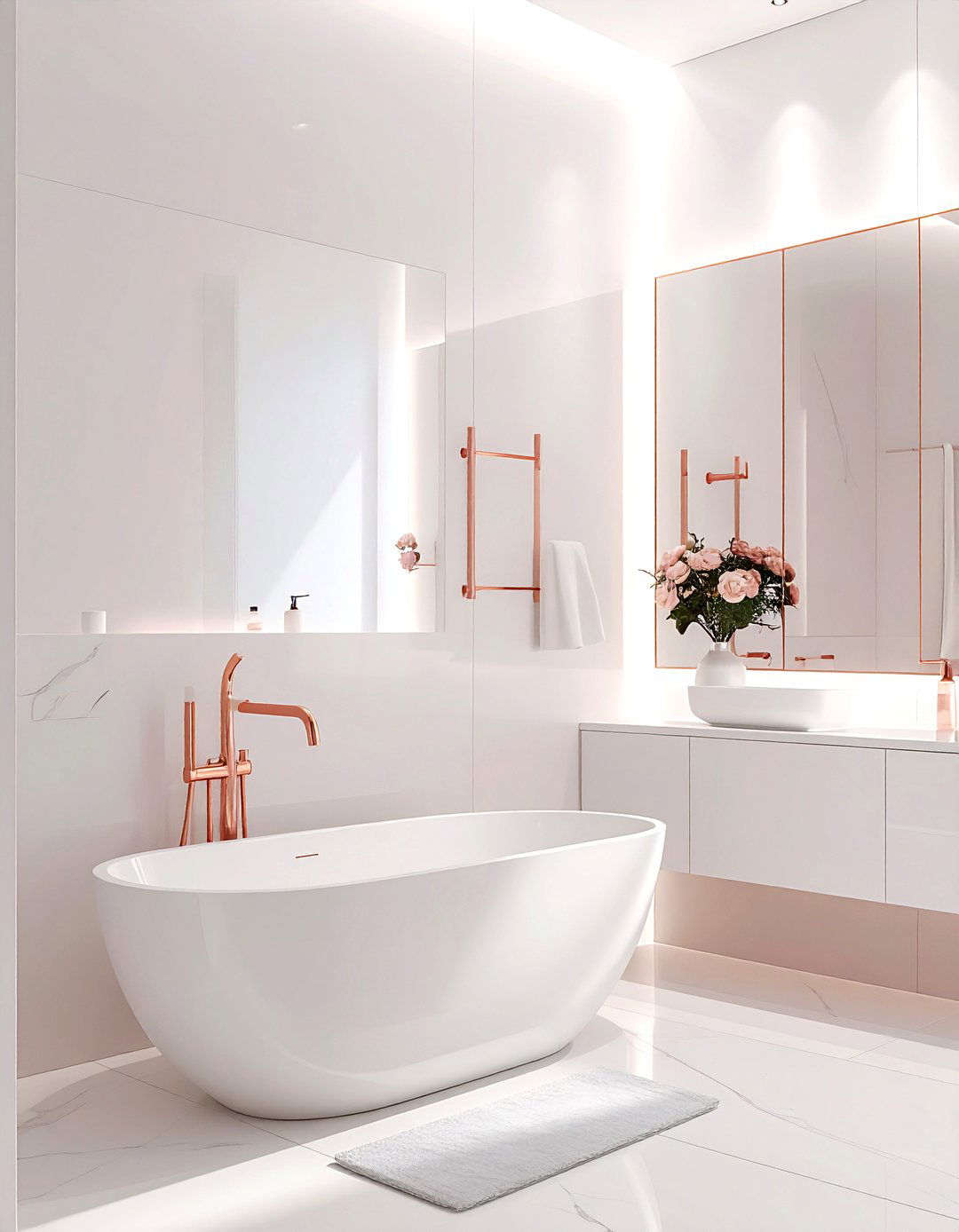 Minimalist Rose Gold Bathroom - 30 rose gold bathroom ideas
