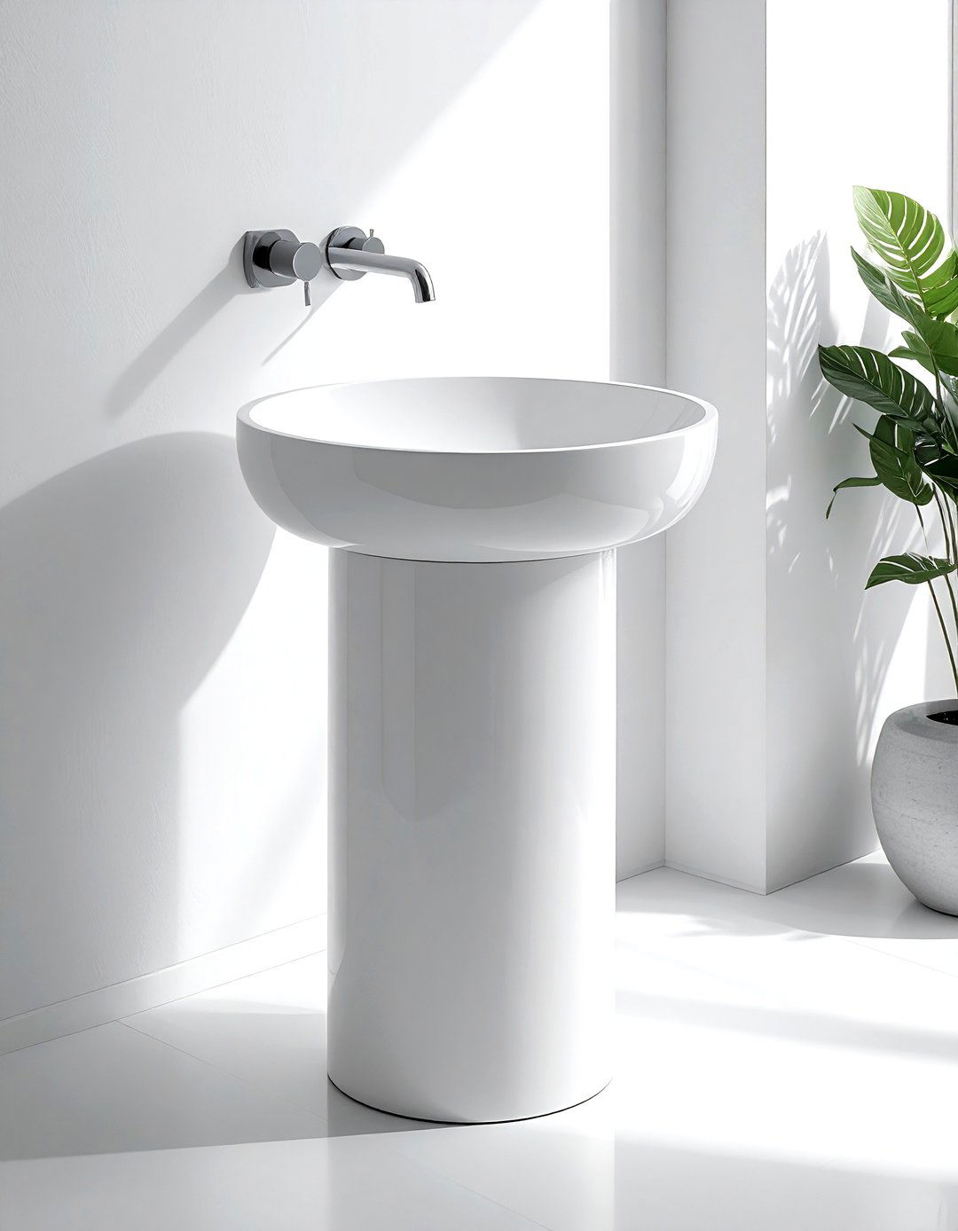 Minimalist Round Pedestal Sink - 30 pedestal sink ideas