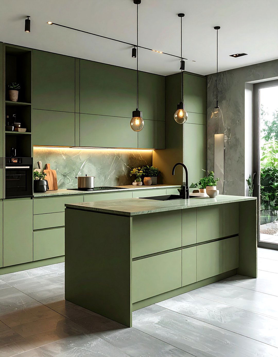 Minimalist Sage Green Kitchen No Handles - 30 sage kitchen ideas