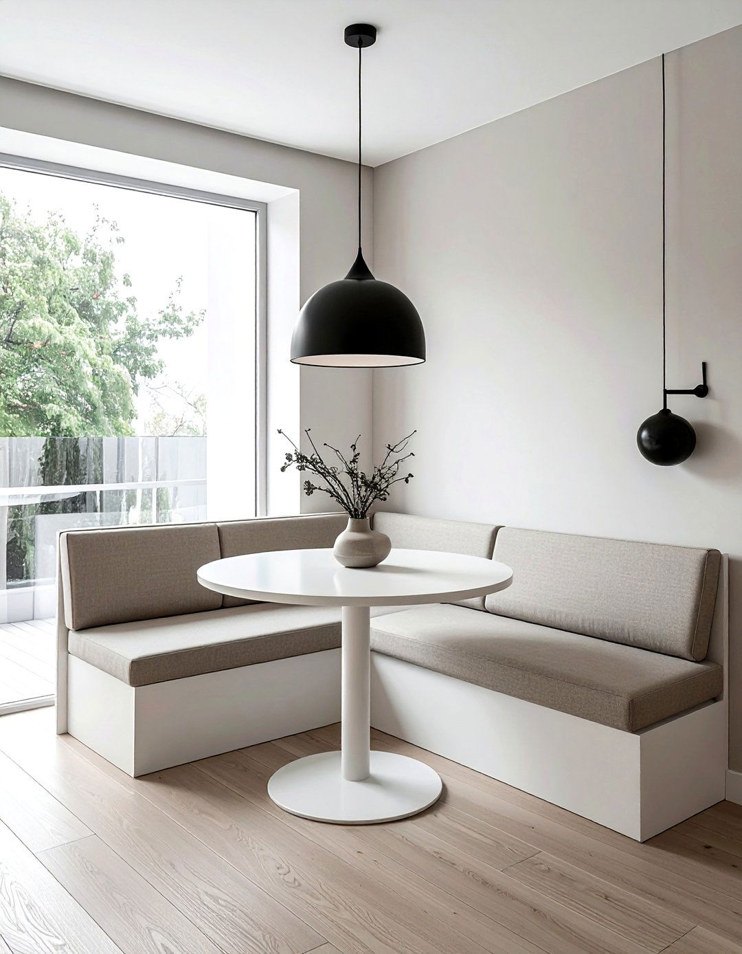 Minimalist Scandi Dining Corner - 30 corner banquette dining ideas