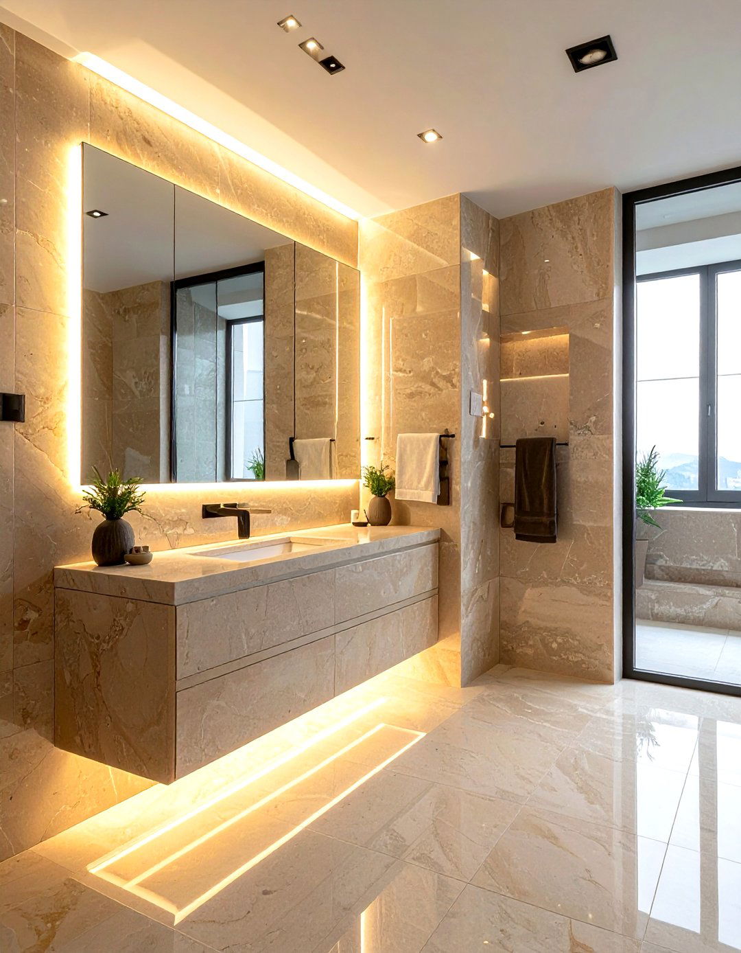 Minimalist Travertine Bathroom Lighting - 30 travertine bathroom ideas