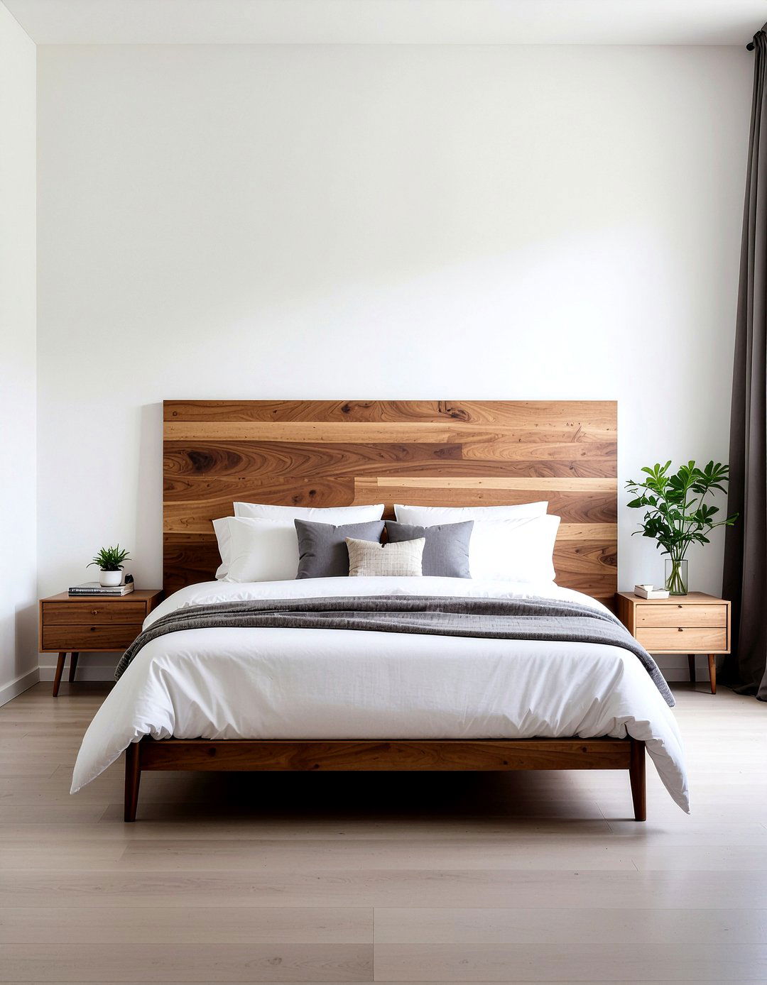 Minimalist Walnut Board - 30 bedroom floating headboard ideas