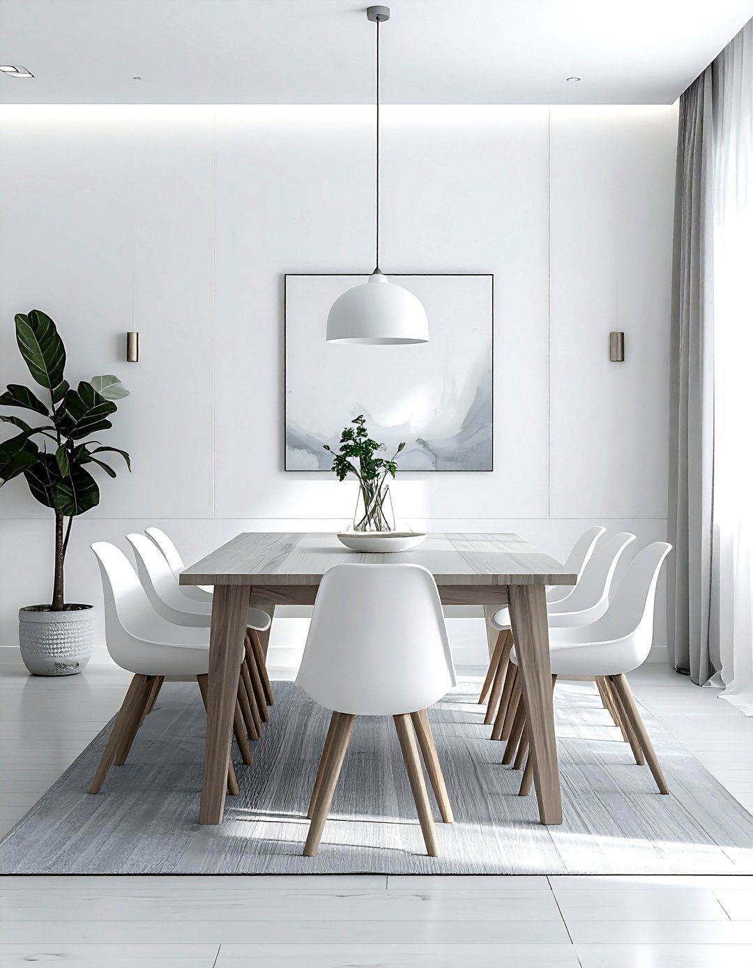 Minimalist White And Gray Dining Area - 30 gray and white dining room ideas