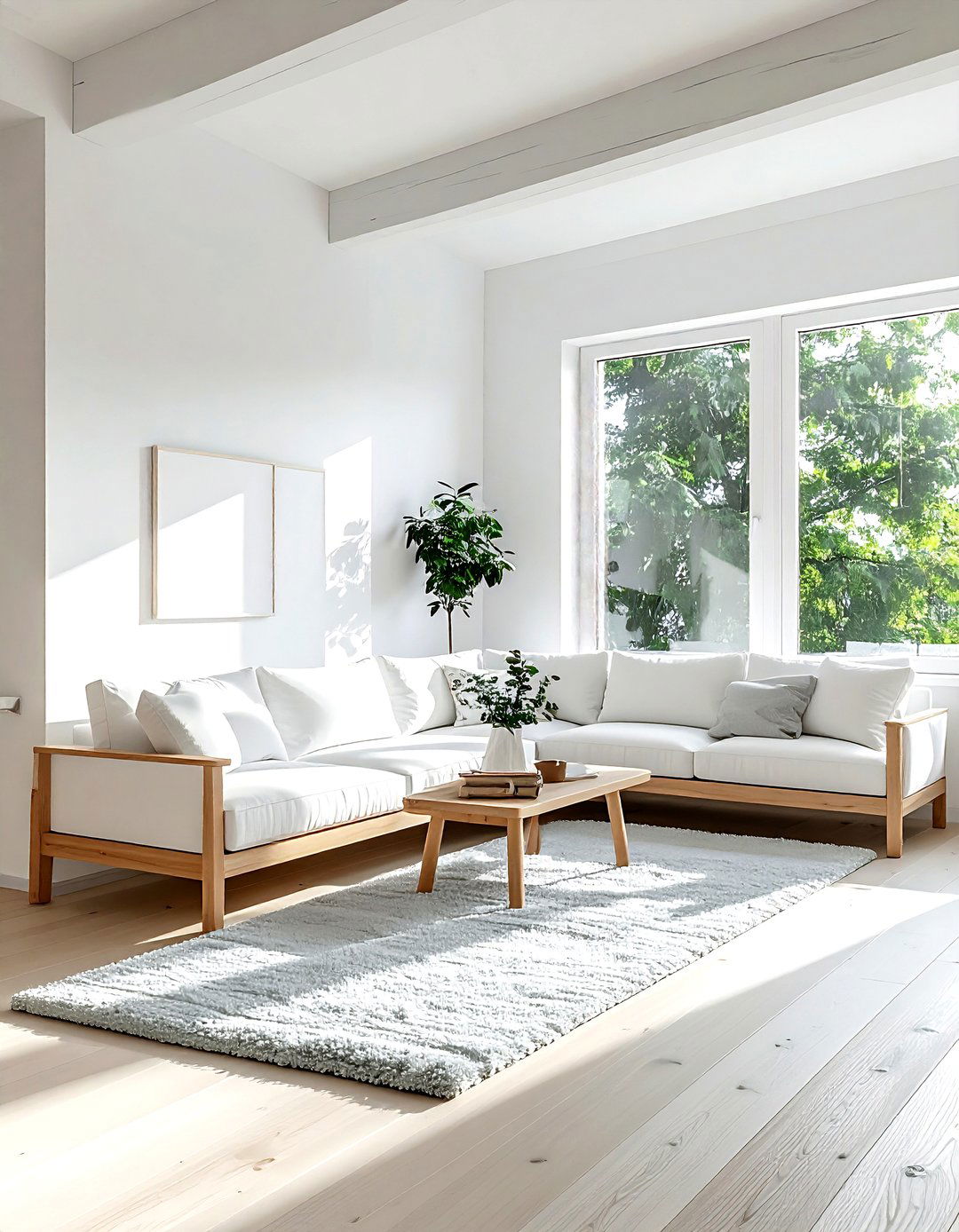 Minimalist White And Wood Space - 30 decor color theory ideas