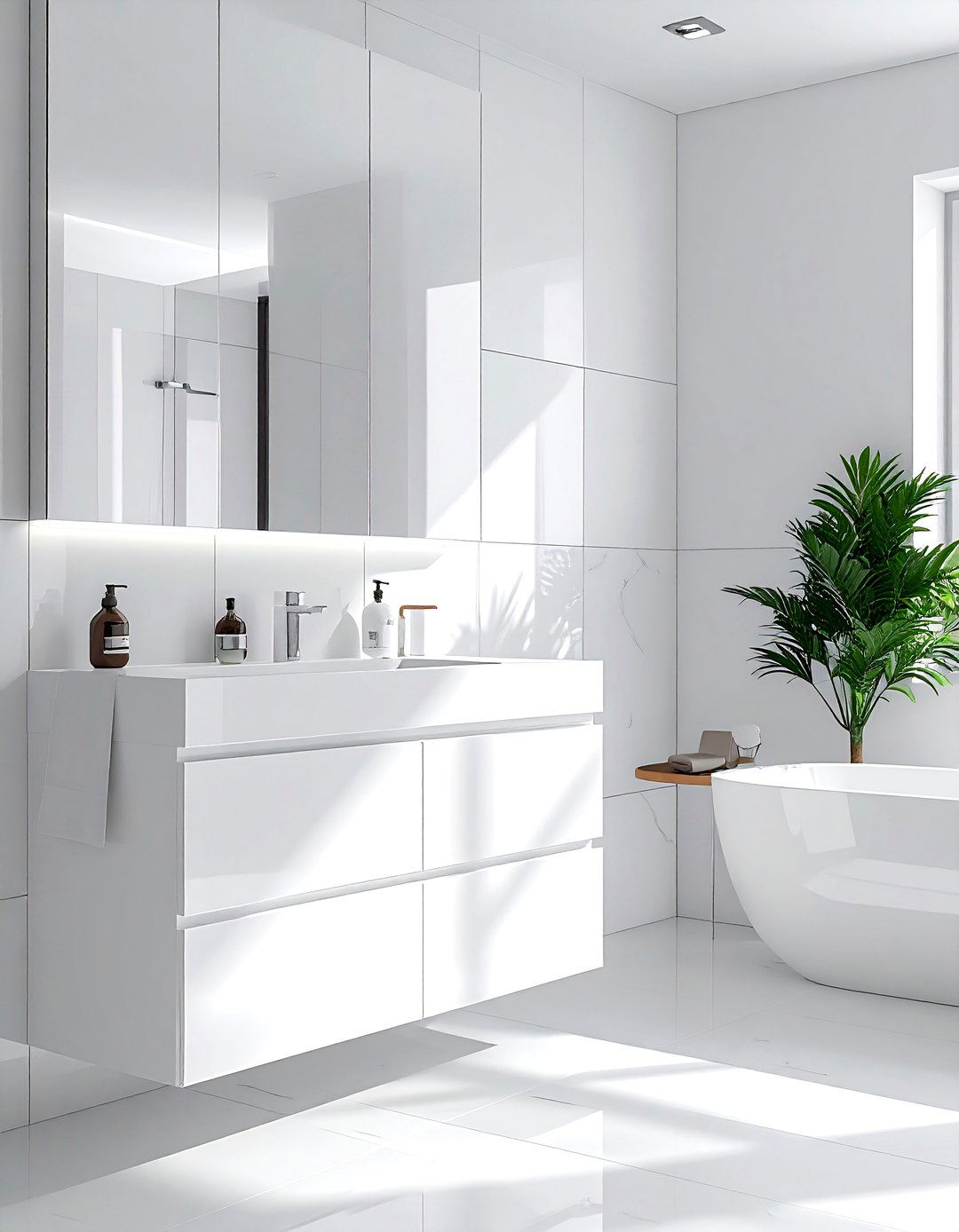 Minimalist White Cabinet - 30 bathroom cabinet storage ideas