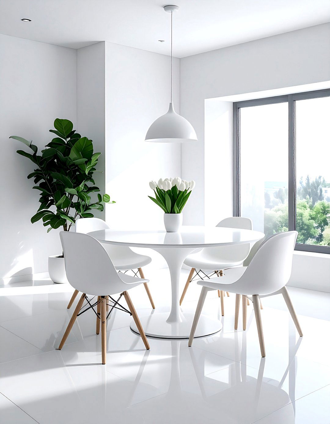Minimalist White Dining Corner - 30 corner dining area ideas
