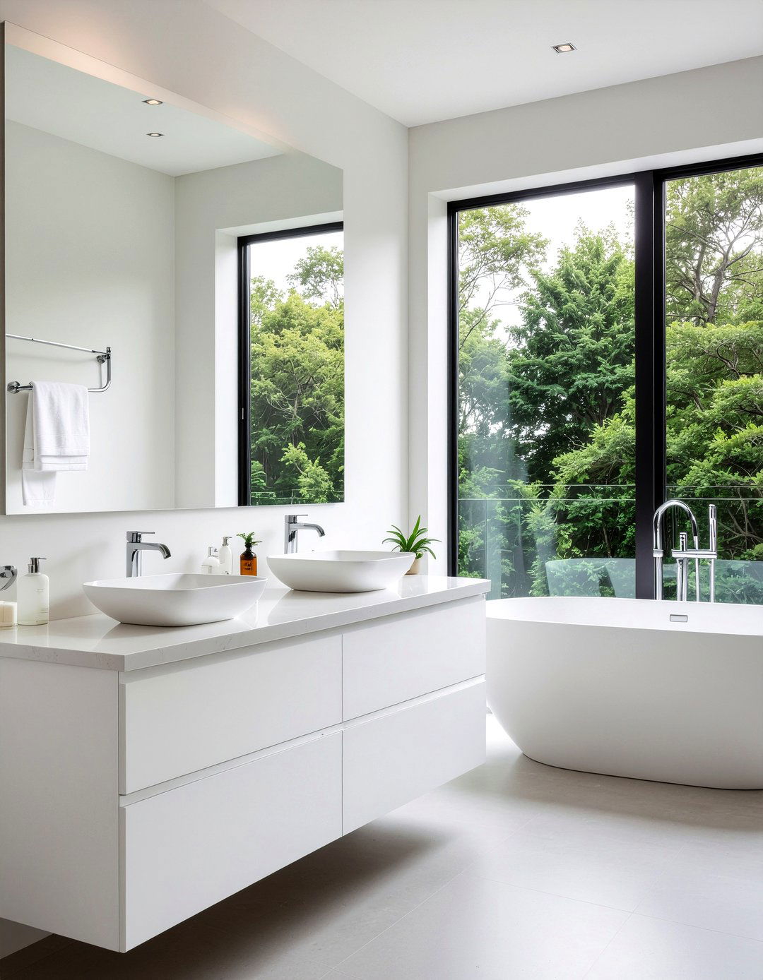 Minimalist White Double Vanity - 30 master bathroom double vanity ideas