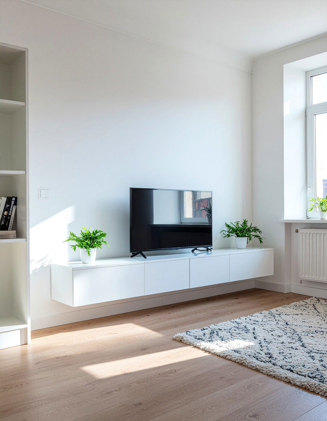 Minimalist White Entertainment Center - 30 living room entertainment wall ideas