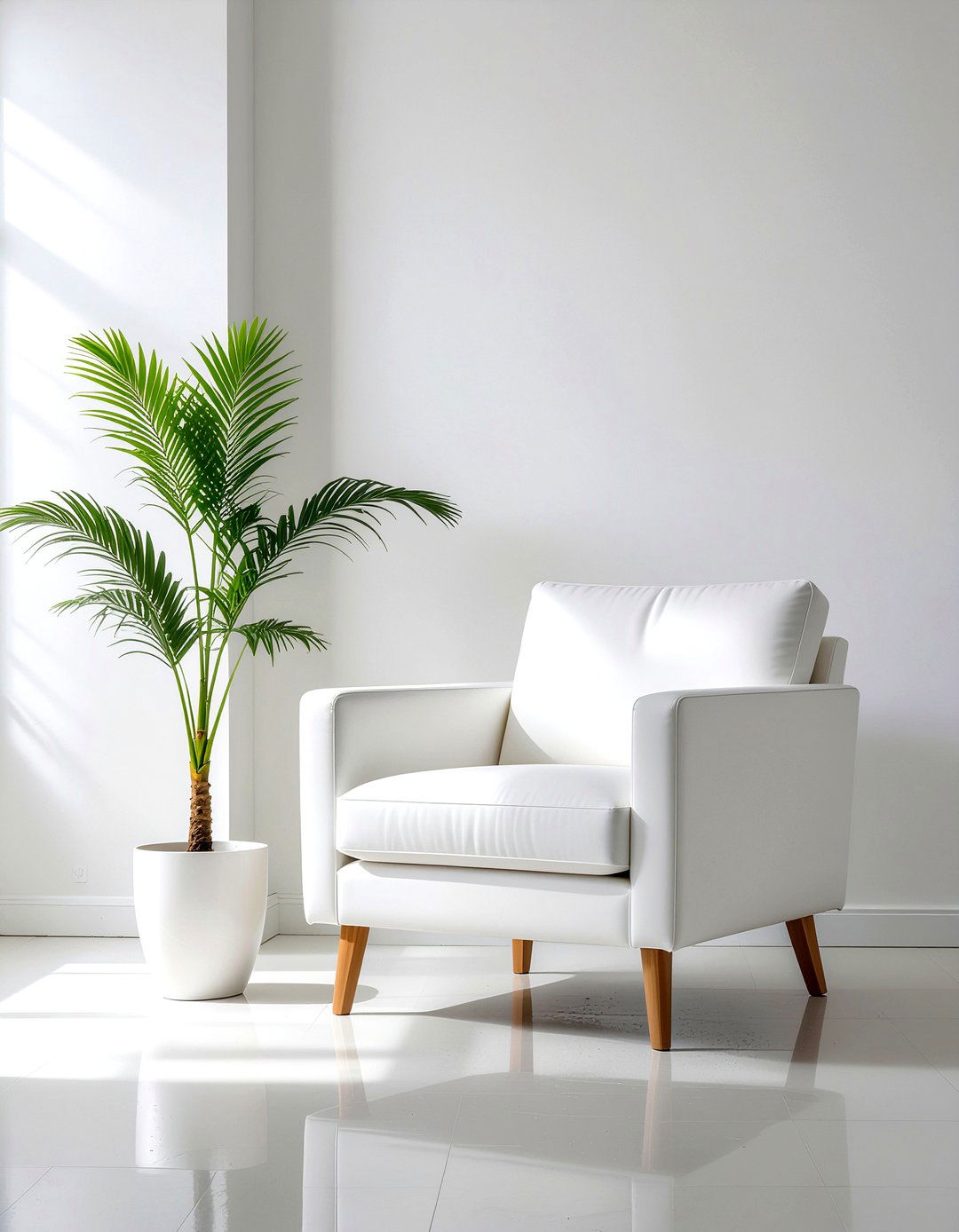 Minimalist White Fabric Armchair - 30 living room lounge chairs