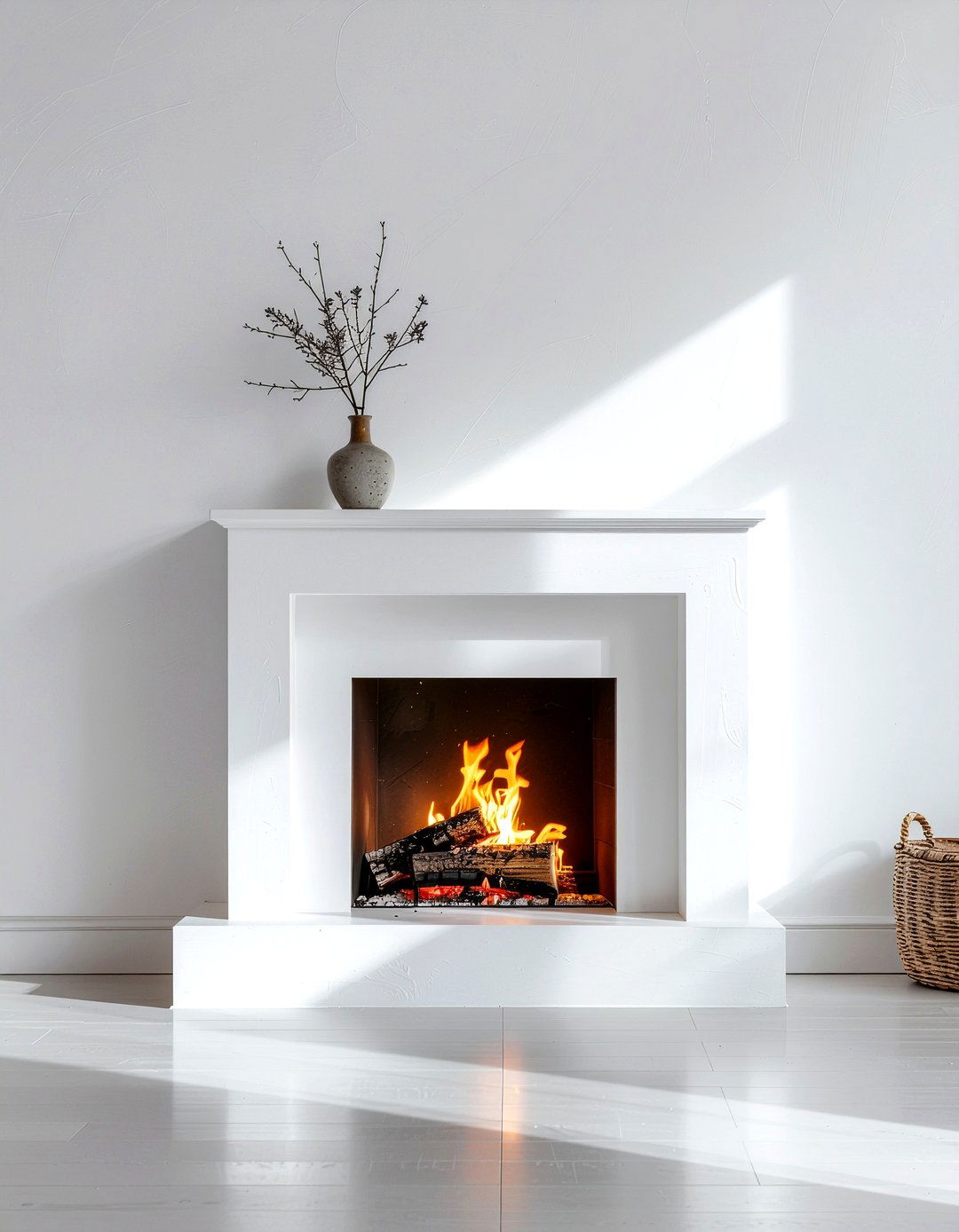 Minimalist White Fireplace - 30 fireplace surround ideas