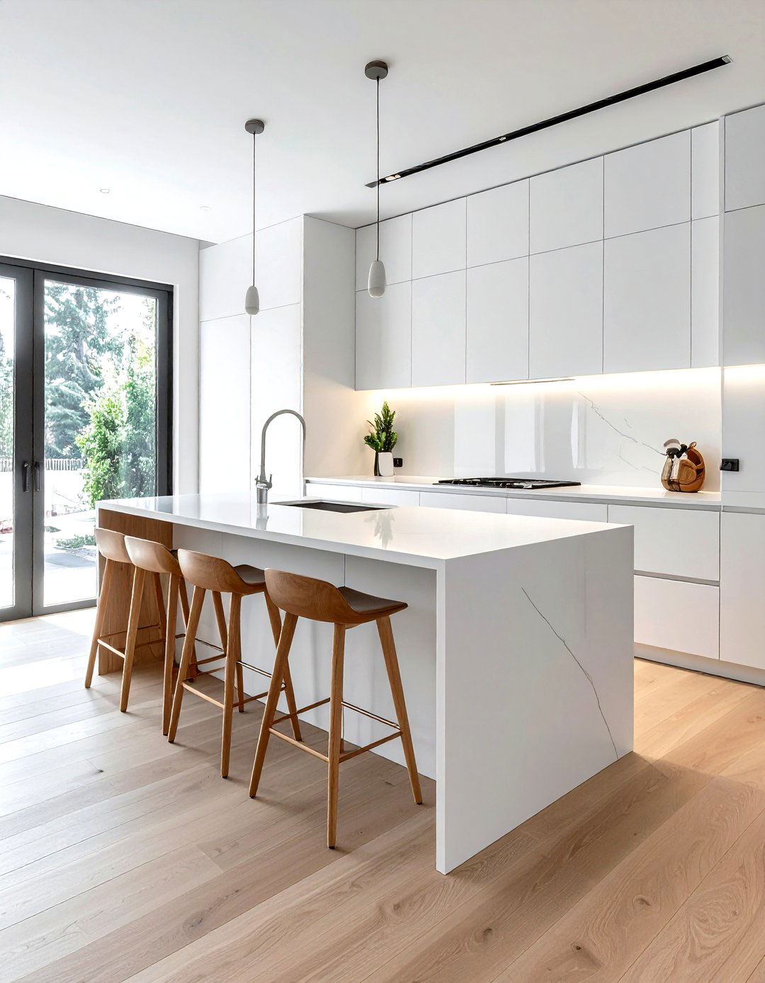 Minimalist White Kitchen Island - 30 kitchen island with seating ideas