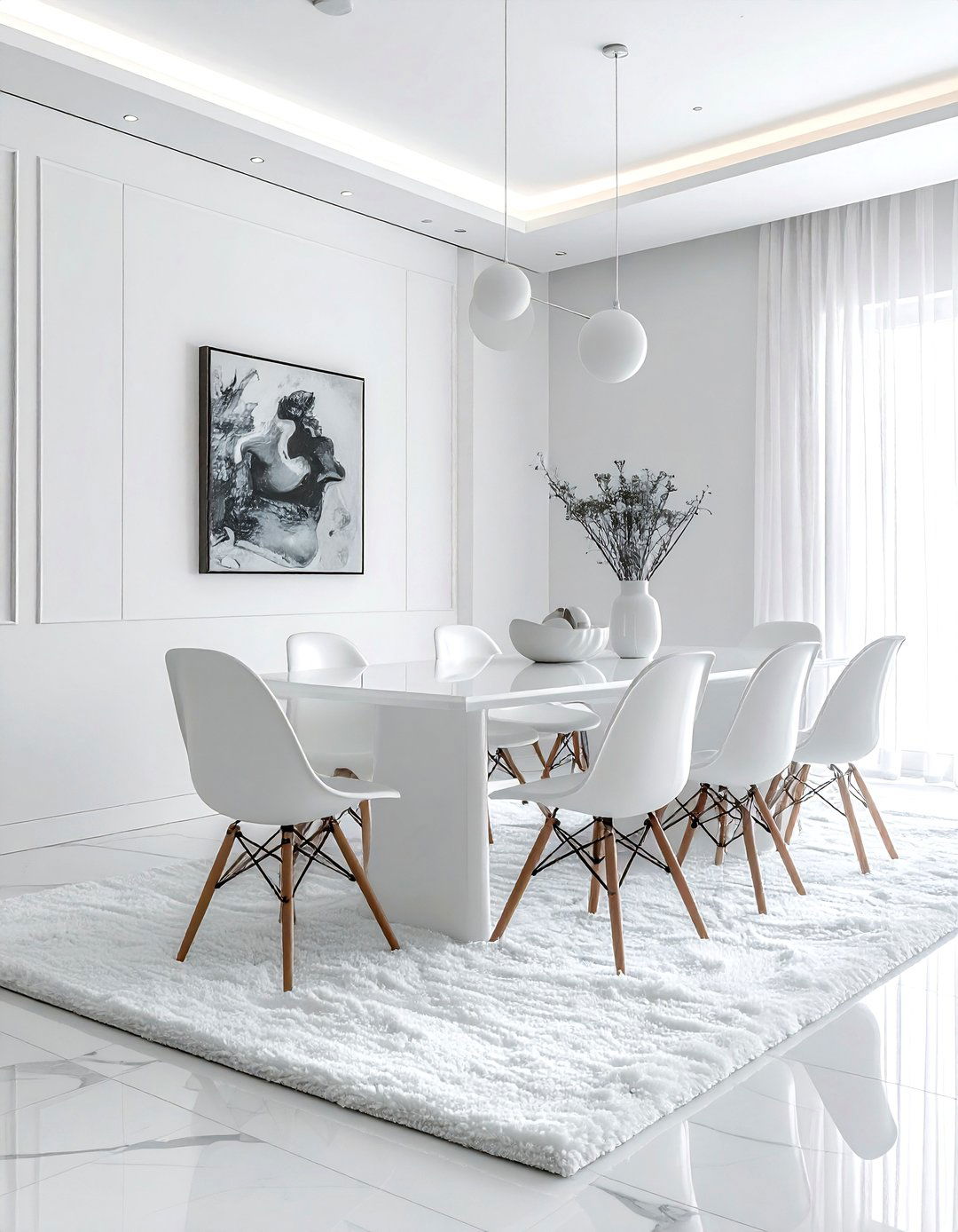 Minimalist White Open Dining - 30 open plan dining ideas