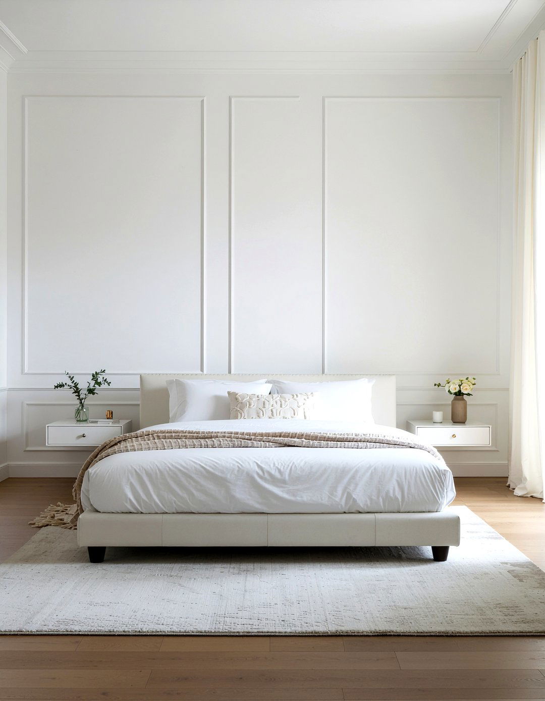 Minimalist White Paneling - 30 bedroom paneling ideas