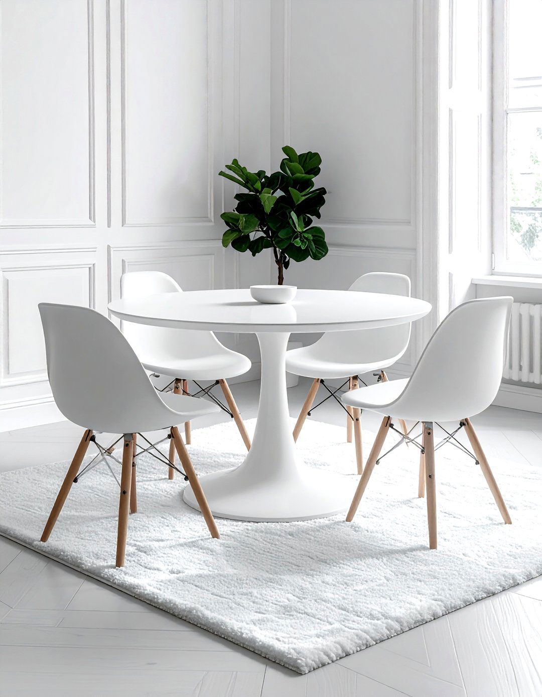 Minimalist White Pedestal Table - 30 pedestal dining table ideas