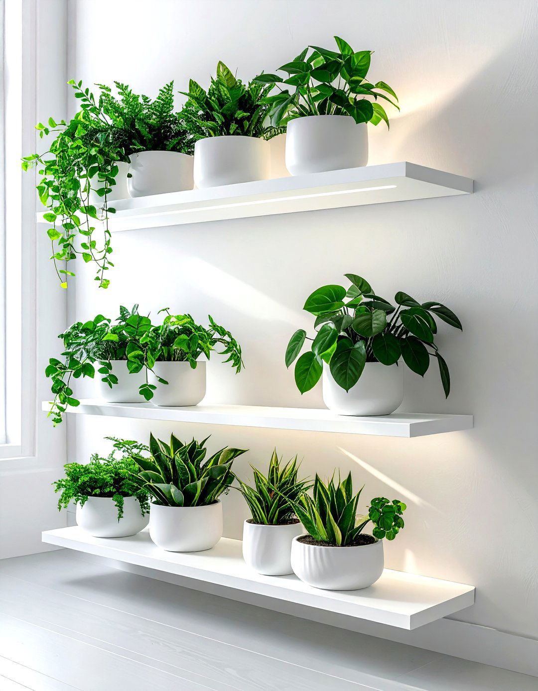 Minimalist White Plant Shelf - 30 living room plant shelves