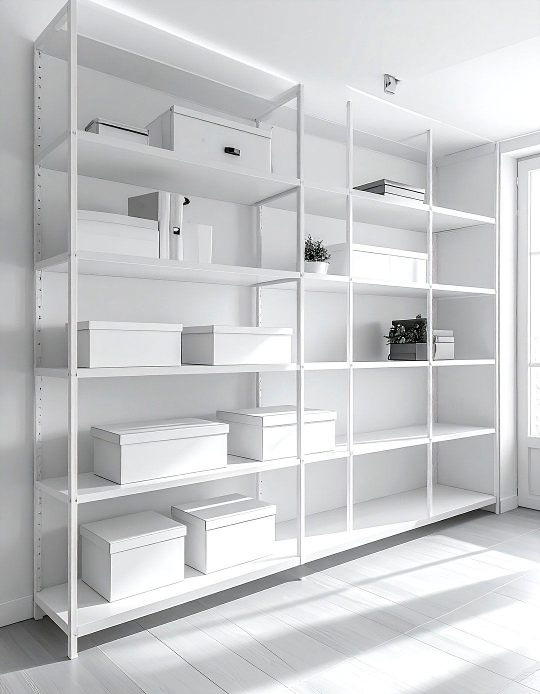 Minimalist White Shelving Unit - 30 living room closet organization