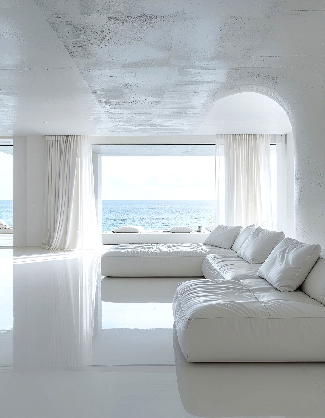Minimalist White Sunken Lounge - 30 living room conversation pit ideas