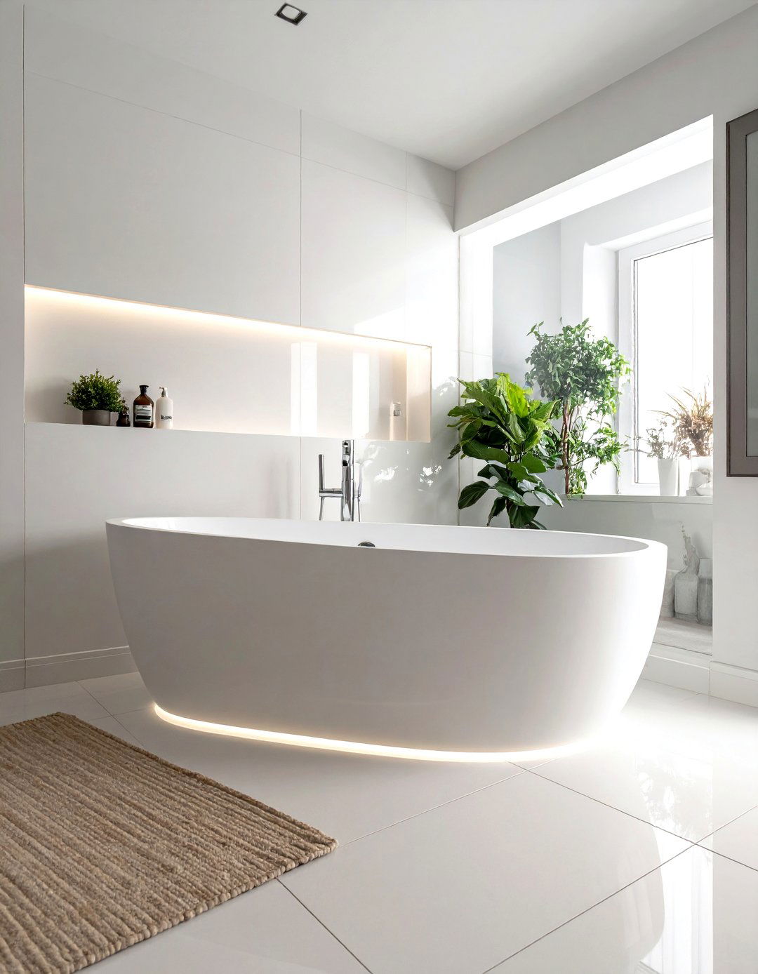 Minimalist White Tub - 30 drop-in tub ideas