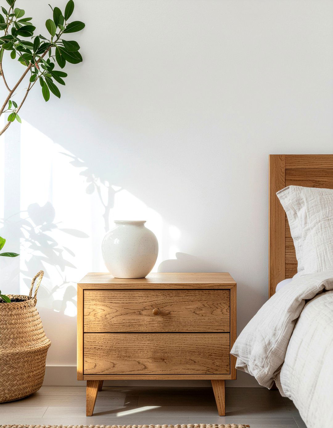 Minimalist Wood Nightstand - 30 zen bedroom ideas