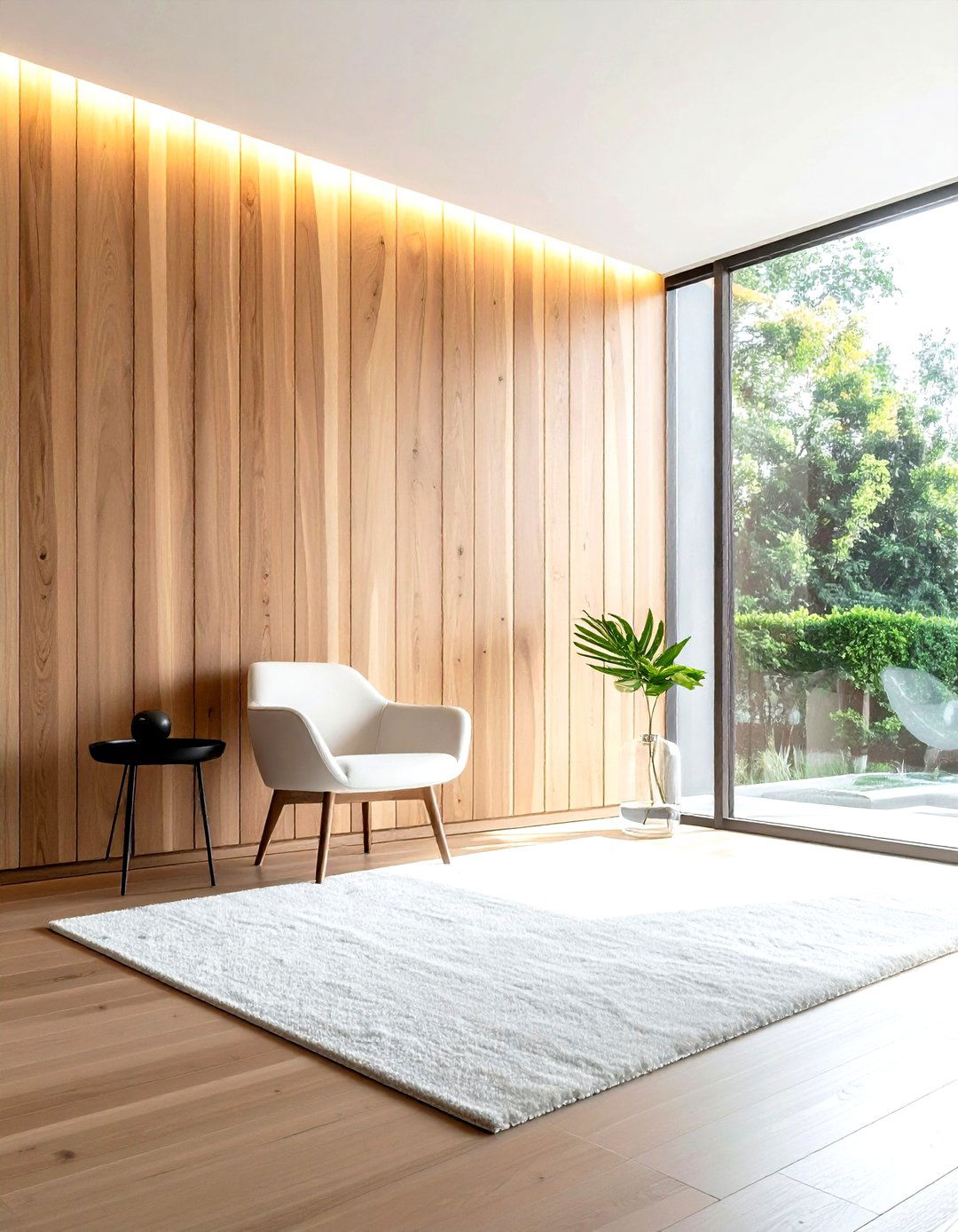 Minimalist Wood Slat Wall - 30 living room plank wall ideas