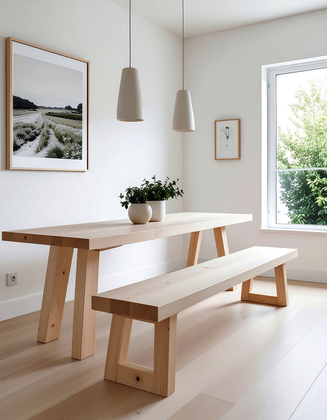 Minimalist Wooden Bench - 30 rustic modern dining room ideas