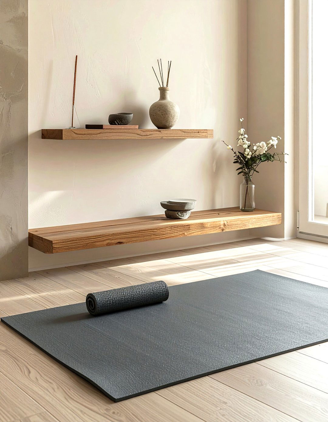 Minimalist Yoga Corner - 30 yoga living room ideas