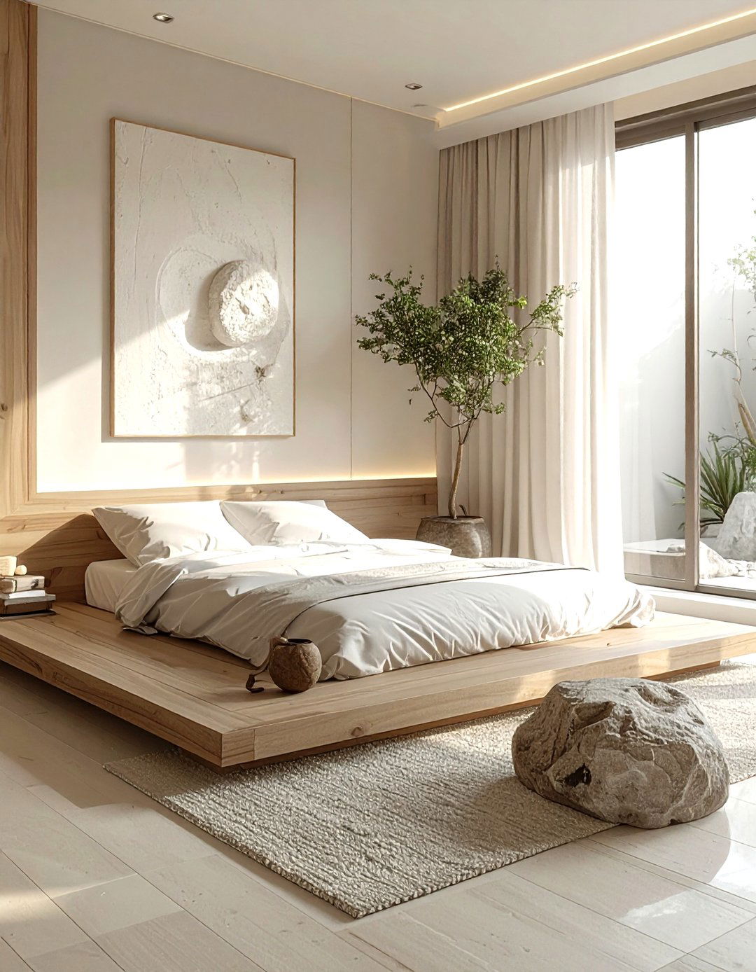 Minimalist Zen Beige White Bedroom - 30 beige and white bedroom ideas