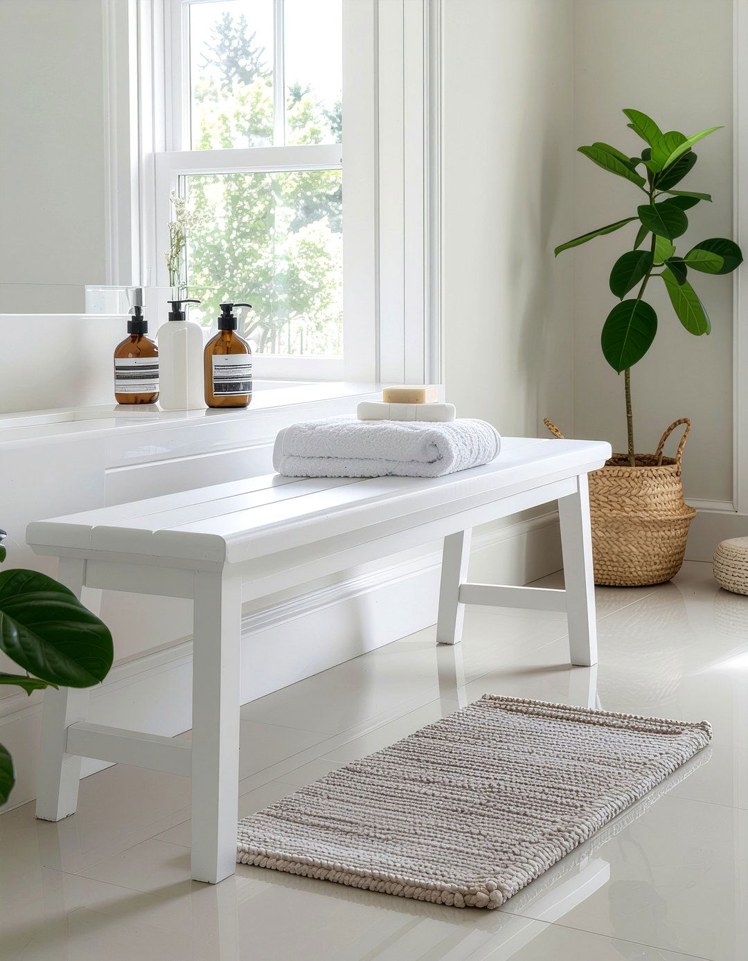 Minimalist bathroom bench - 30 bathroom bench seating ideas