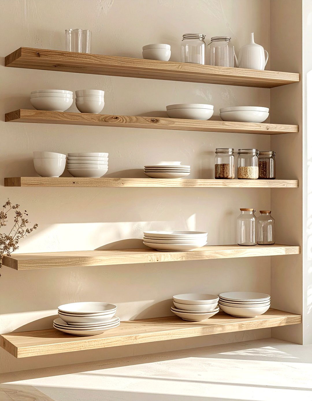 Minimalist beige kitchen shelves - 30 beige kitchen furniture ideas