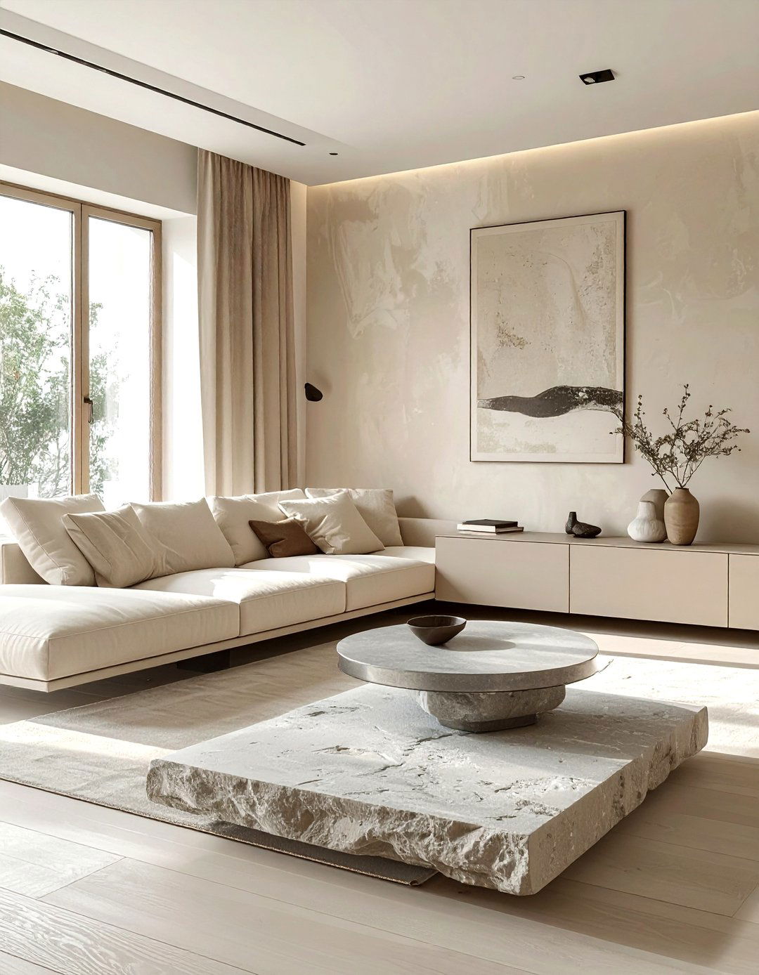 Minimalist beige living room - 30 beige living room decor ideas