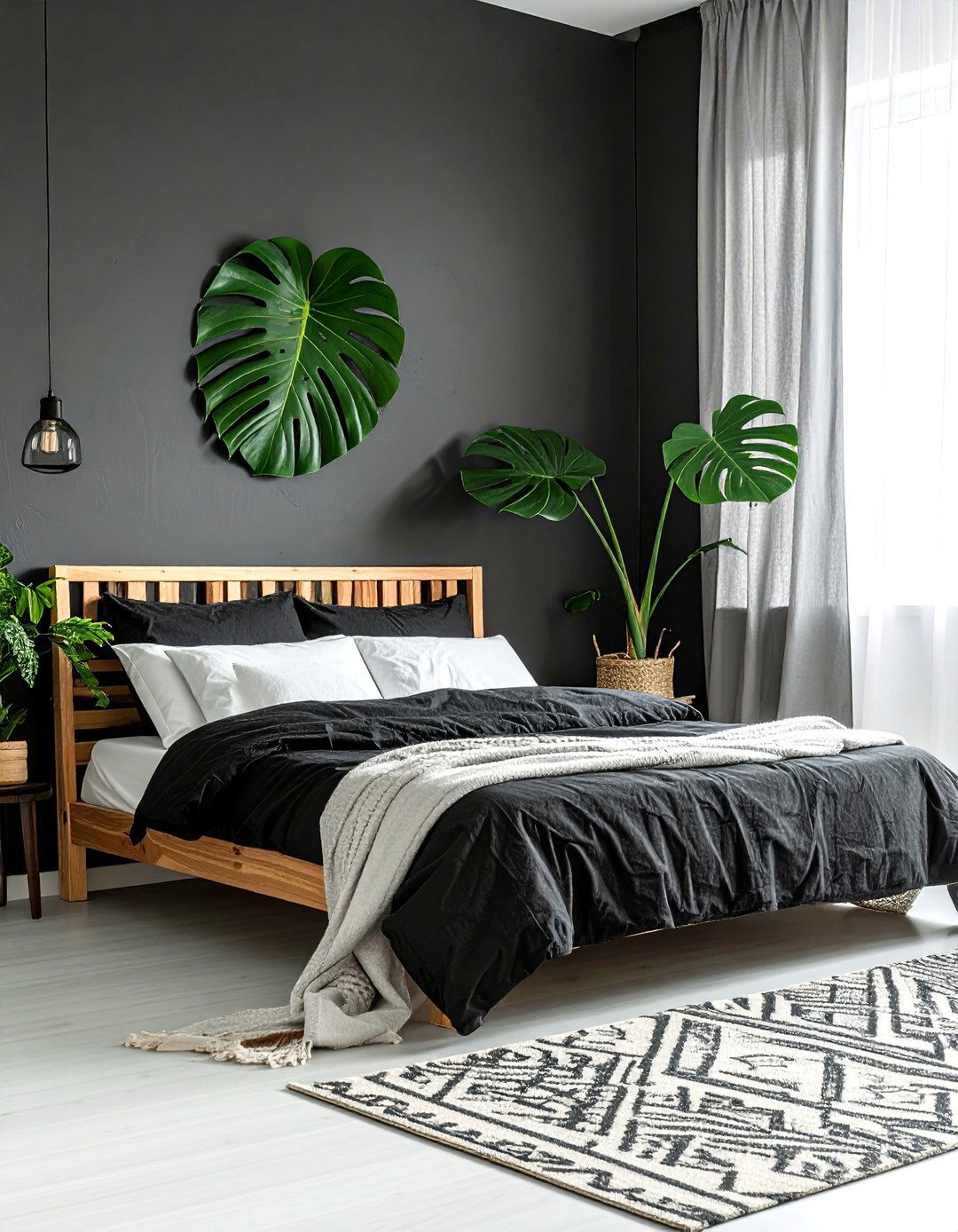 Minimalist black boho bedroom - 30 bohemian black bedroom ideas