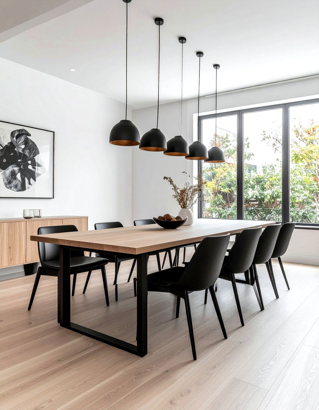 Minimalist black dining bench - 30 black dining room furniture ideas