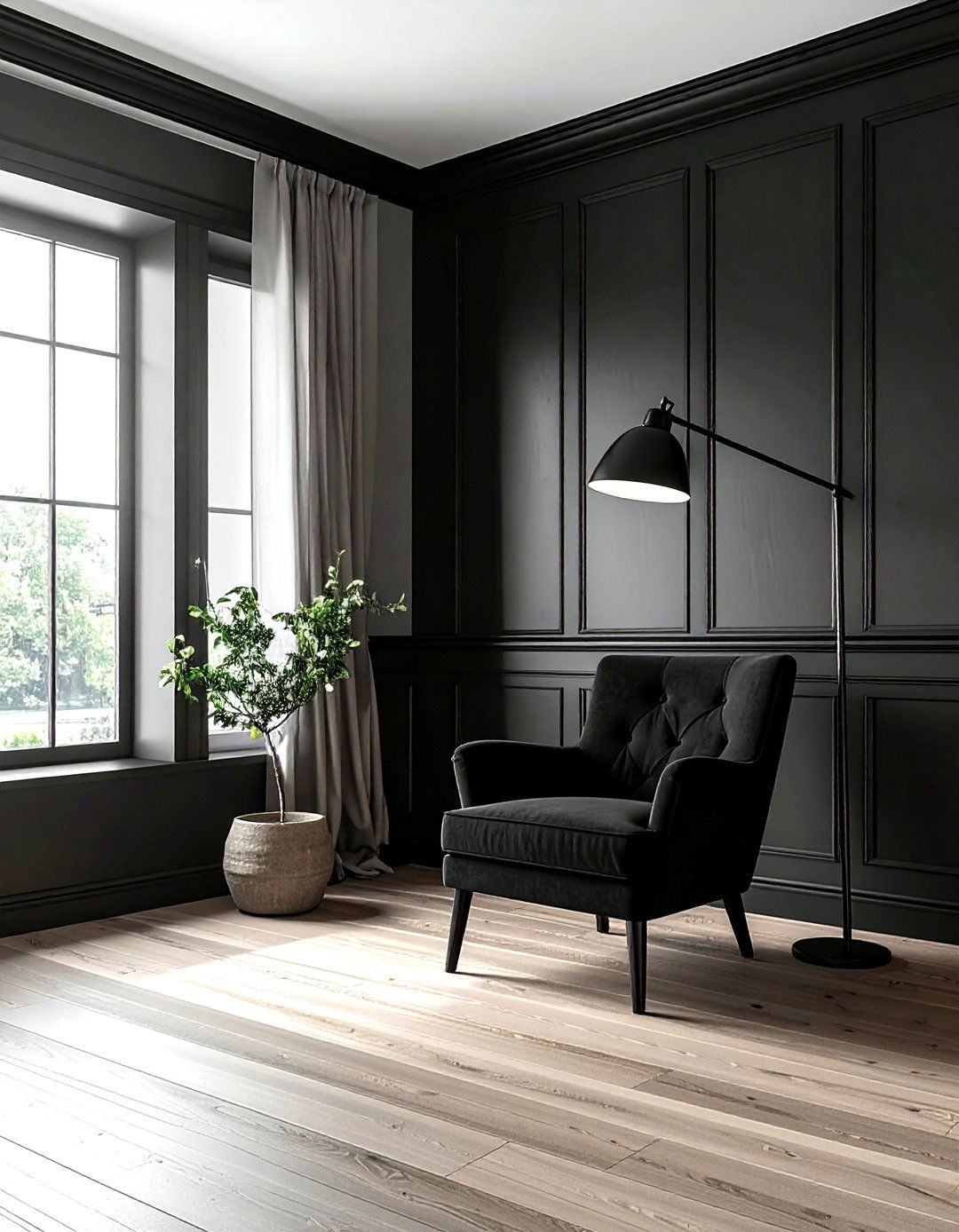 Minimalist black farmhouse interior - 30 farmhouse black living room ideas