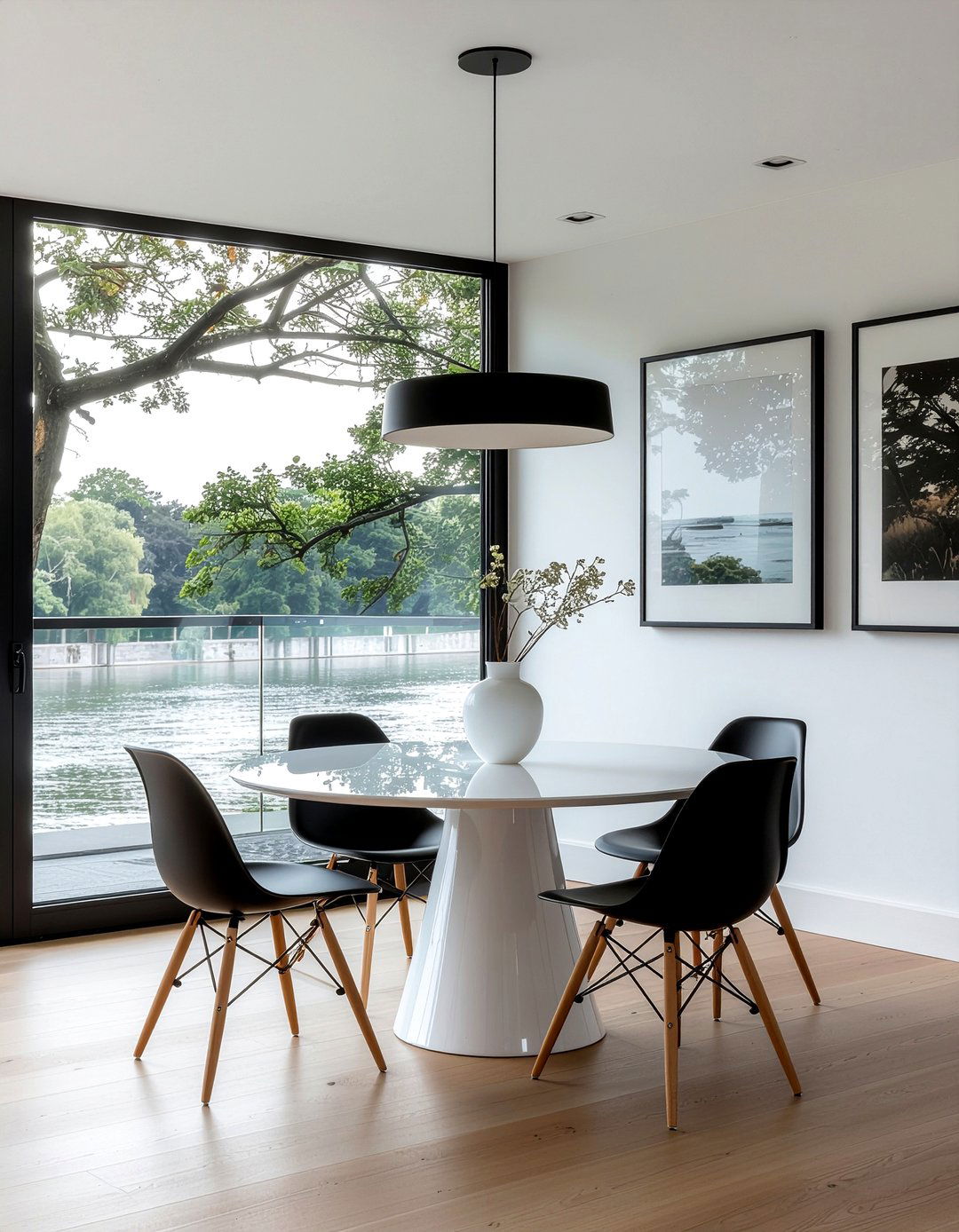 Minimalist black frames - 30 riverside dining room ideas