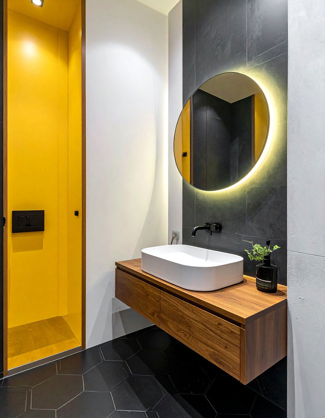 Minimalist black hexagon tile bathroom - 30 black hexagon tile bathroom ideas