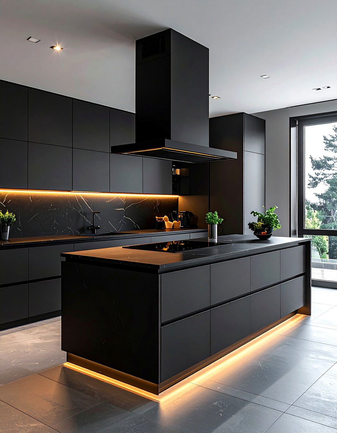 Minimalist black kitchen with downdraft - 30 downdraft cooktop kitchen ideas