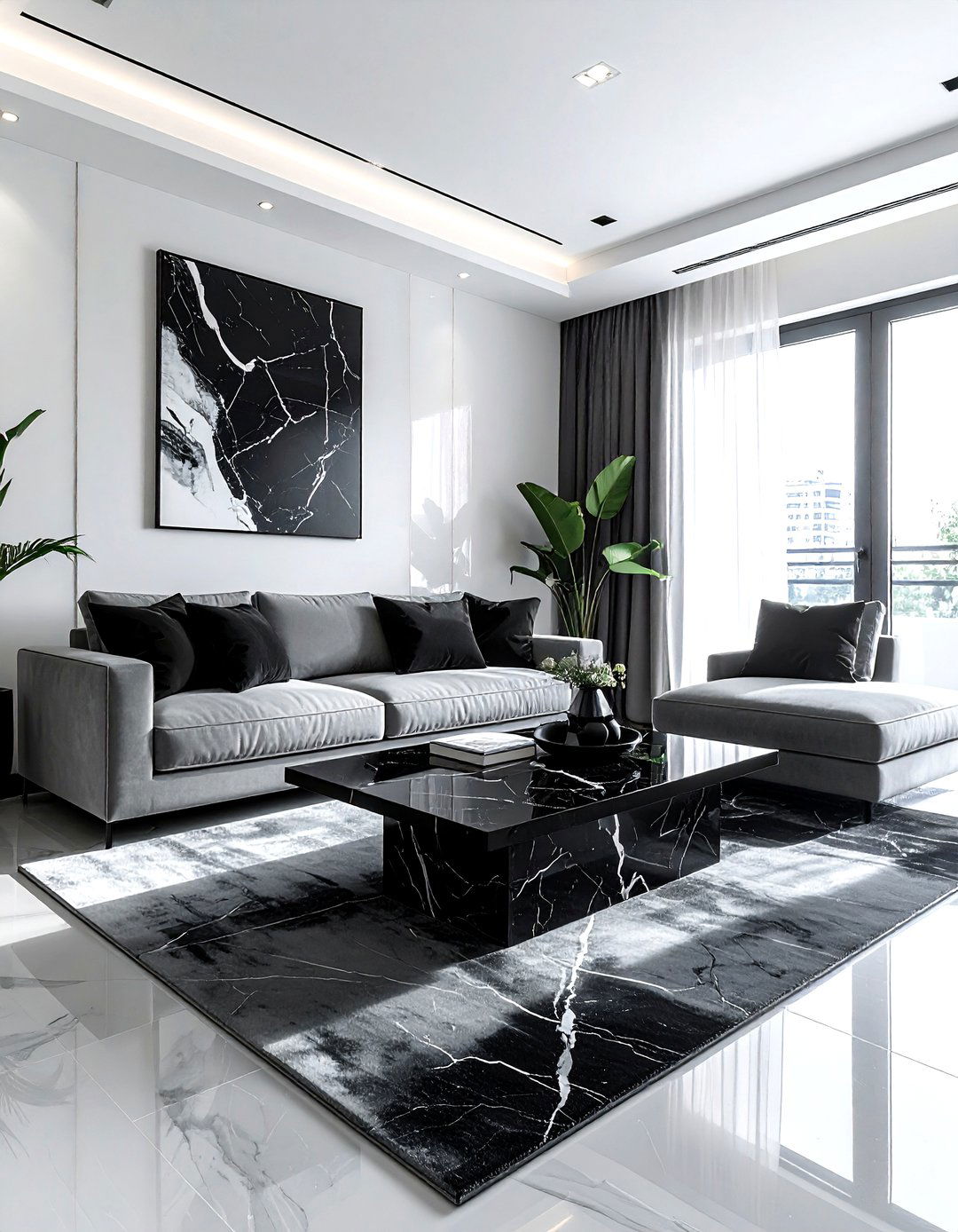 Minimalist black marble living room - 30 minimalist black living room ideas