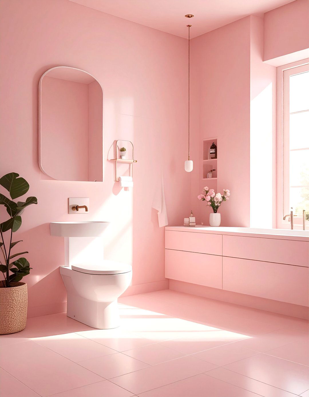 Minimalist blush bathroom - 30 blush bathroom ideas