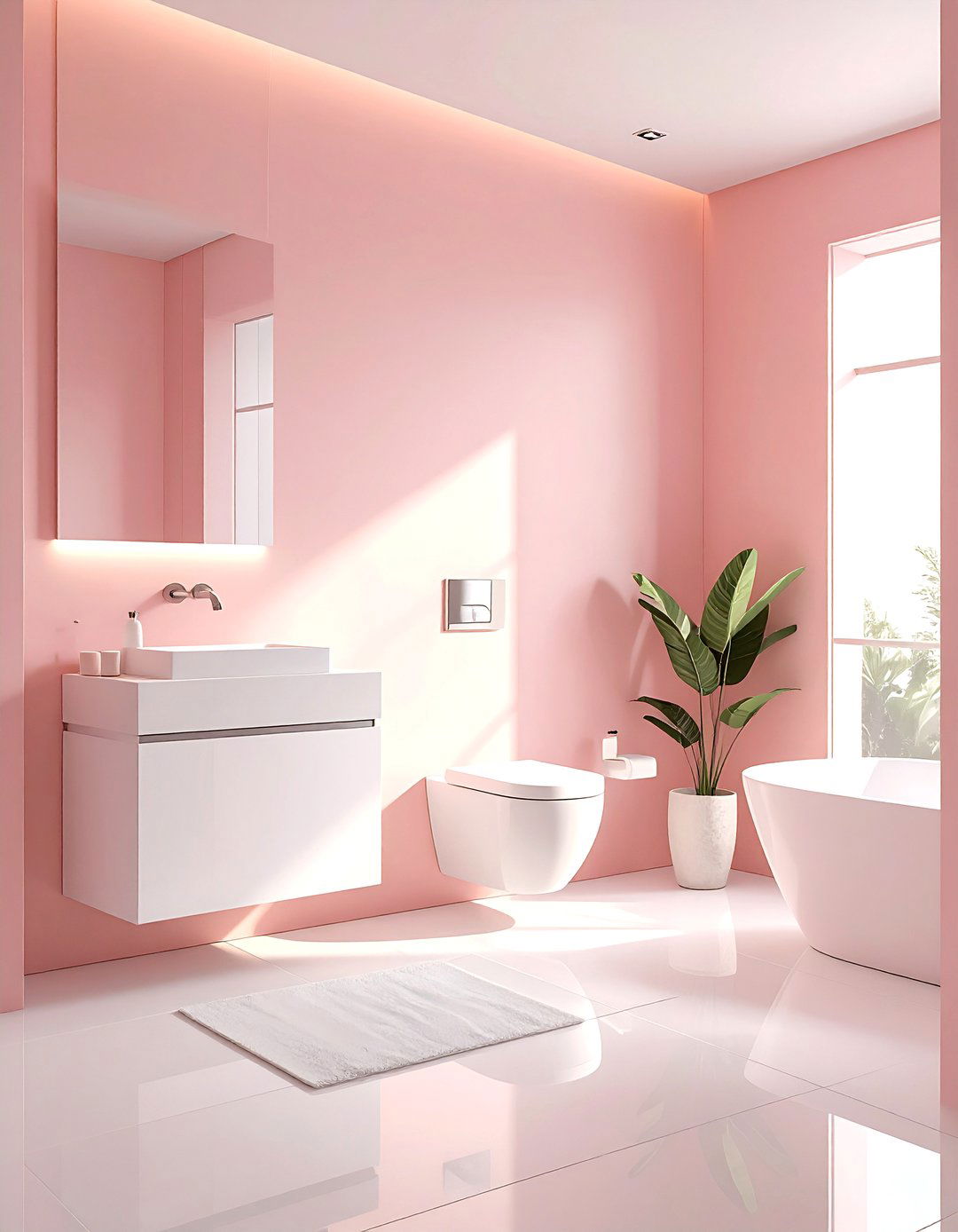 Minimalist blush bathroom - 30 blush and white bathroom ideas