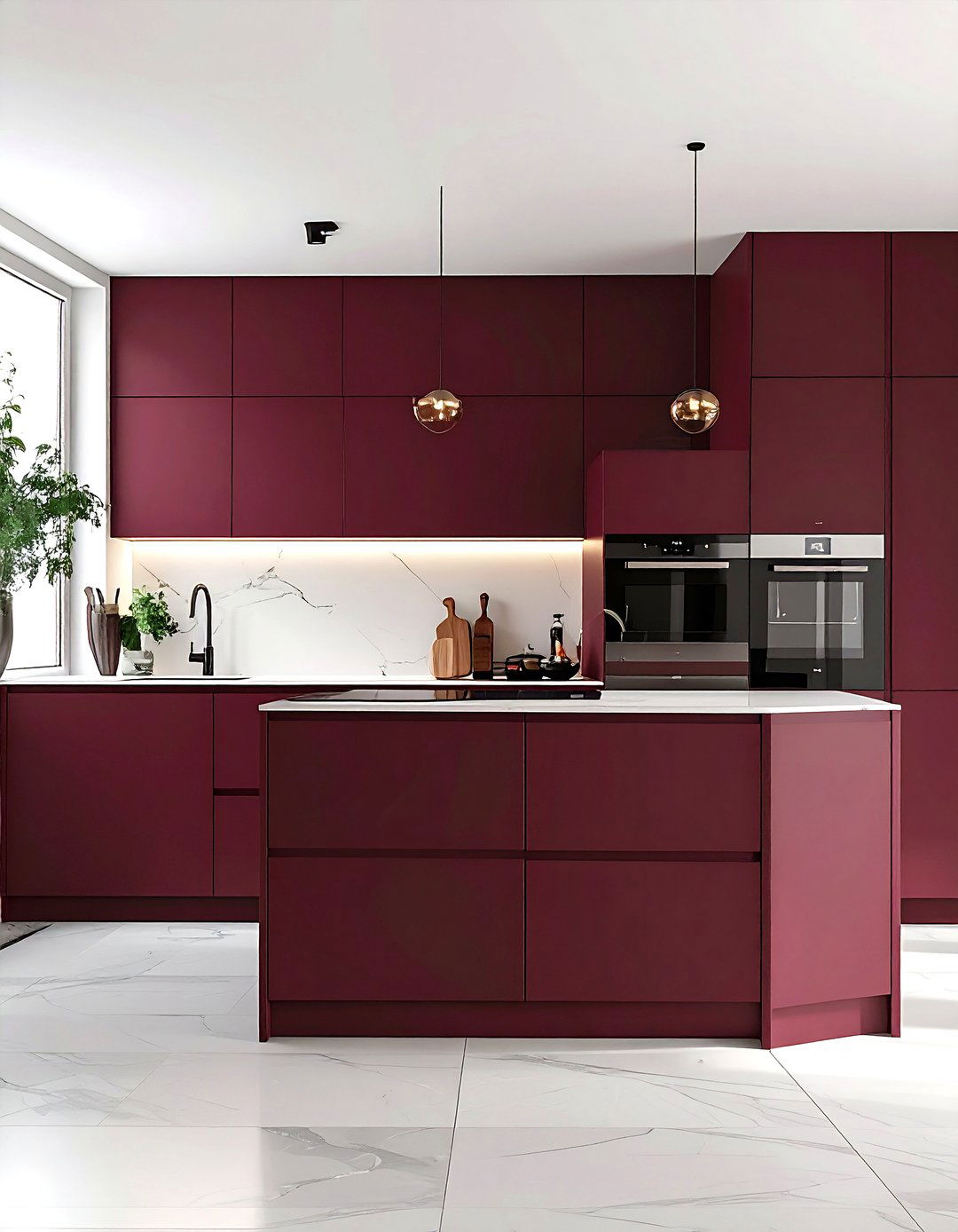 Minimalist burgundy kitchen - 30 burgundy kitchen ideas