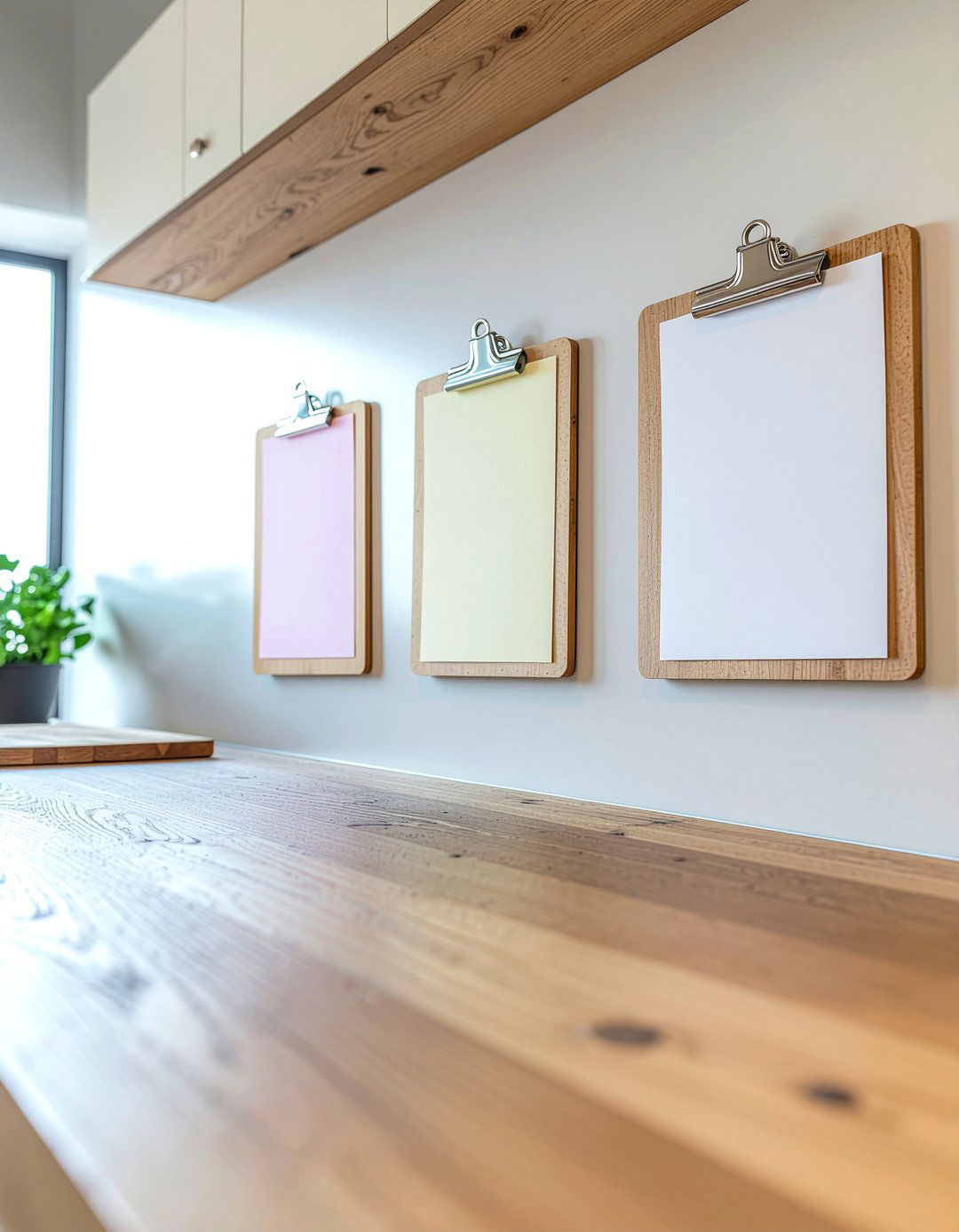 Minimalist clip board wall - 30 kitchen message board ideas