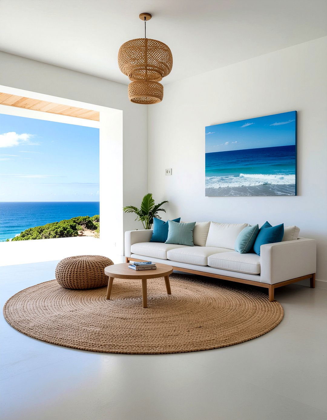 Minimalist coastal living room - 30 ocean themed living room ideas