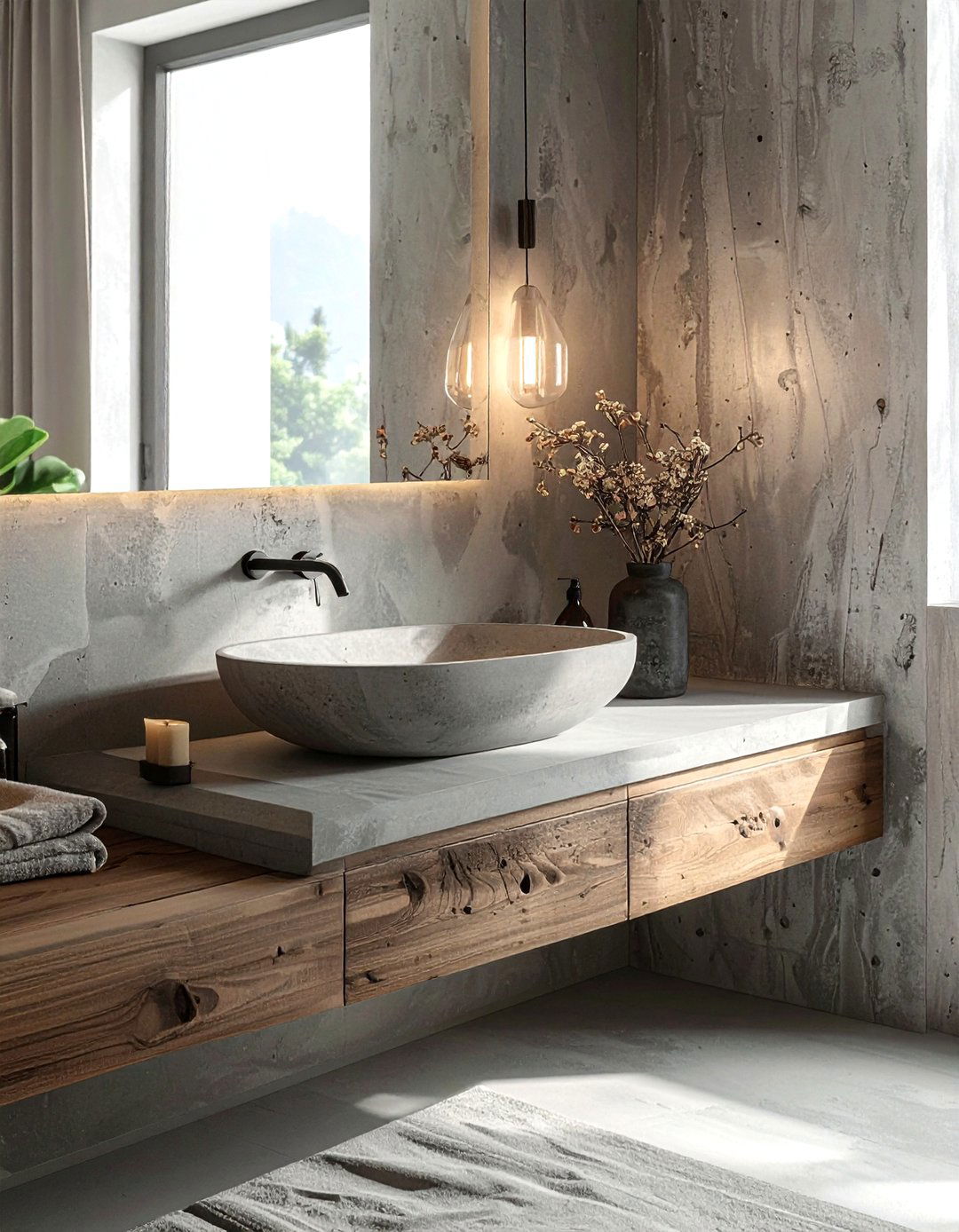 Minimalist concrete sink - 30 concrete sink ideas